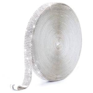 lot 2056 image: Self Adhesive Crystal Rhinestone Ribbon Strips, 9 Yards (Silver, 0.51 Inch)
