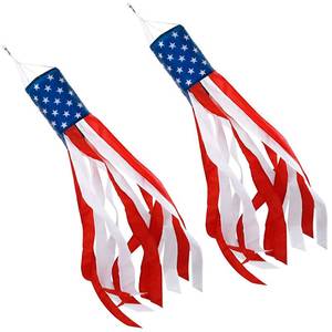 lot 2068 image: American Flag Windsock 60 Set 2-4th July Outdoor Yard Hanging Decor