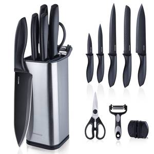 lot 3413 image: RAXCO Knife Set,10-Piece Stainless Steel Kitchen Knife Set with Block,Black