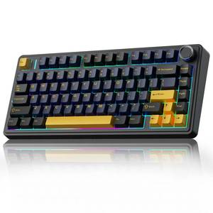 lot 3415 image: AULA F75 75% Wireless Mechanical Keyboard, Hot Swappable Creamy Keyboard, Pre-lubed Greywood Switches RGB Backlit Gaming Keyboards, 2.4GHzType-CBT5.0(Cool Black)