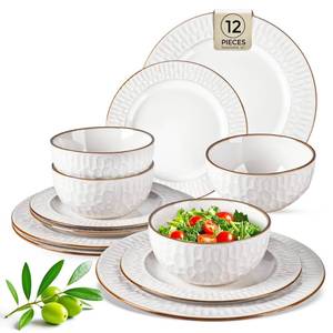 lot 3418 image: GBHOME Ceramic Dinnerware Sets of 4,12 pcs Plates and Bowls Sets Dishes