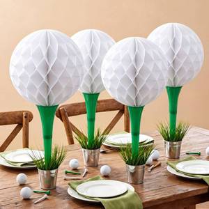 lot 4391 image: Chunful 4 Set 28 Inch Golf Centerpieces Party Table Decoration Include 4 Ball Paper Flowers 4 Golf Tees 4 Iron Bucket 10 Plastic Wheat Grass Double Sided Tape for Sport Birthday Party Decor Supplies