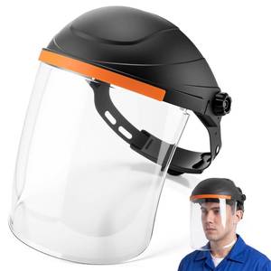 lot 4392 image: Chapou 1 Pack Safety Face Shield for Grinding and Cutting, Clear Full Impact Resistant Face Shield Mask with Adjustable Crown for Work Construction Chemical Woodworking (Black)
