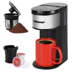 lot 4394 image: Ranbomer K Cup Coffee Maker, Single Serve coffee machine or Ground Coffee Machine 2 in 1, 6 to 14 Oz Brew Sizes, Mini One Cup Coffee Maker with Self cleaning Function.