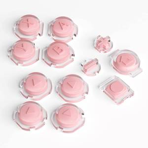 lot 4398 image: eXtremeRate Replacement Two-Tone Jelly Buttons for JoyCon, Pale Red & Clear wSymbols Custom Controller ABXY Direction Home Capture  - Keys, DIY Action Face Buttons for Nintendo Switch & Switch OLED
