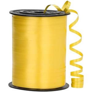 lot 4400 image: OMISELIO Yellow Ribbon - 500 Yard Crimped Curly Ribbon for Gift Wrapping, Balloons, Parties & More