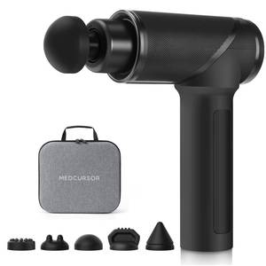lot 4411 image: Medcursor Massage Gun - High Intensity Brushless Motor, Handheld Percussion Deep Tissue Massager with 6 Massage Heads for Sore Muscle and Stiffness, Gifts for FatherDad (Black)