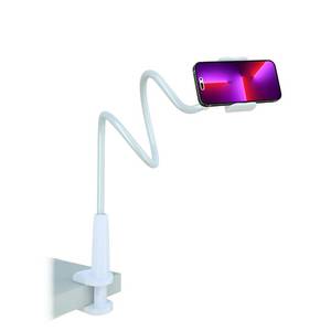 lot 4418 image: MAGIPEA Gooseneck Phone Holder for Bed, Flexible Overhead Cell Phone Mount for Desk, Hands-Free Viewing Clamp Stand Compatible with iPhone 17 16 15 Pro Max and 3.5-7 Devices, White