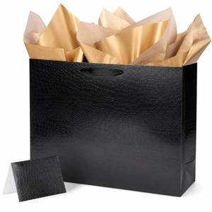 lot 4424 image: Lyforpyton Extra Large Black Gift Bag 17x12.6x4.9 in with Tissue & Card