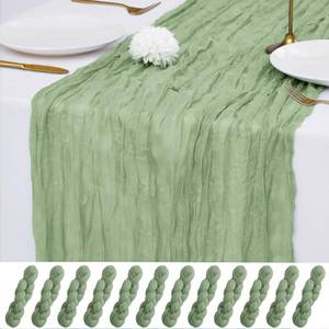 lot 4431 image: VILPOUQ 12Pack Sage Green Cheesecloth Table Runner 10FT Wedding Party Decor