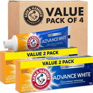 lot 4437 image: ARM & HAMMER Advance White Toothpaste, Clean Mint, 6.0 oz, 4-Pack