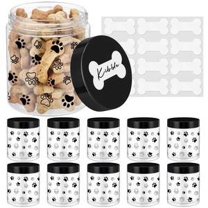 lot 5834 image: Suclain 12 Pack 8 oz Dog Treat Jars with Lids with Bone Labels