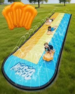lot 5835 image: BesFlow Slip and Water Slip,Water Slide for Kids Backyard 17ft3 Lane Color-Block,Surrounding Sprinkler Summer Toys for Kids Outdoor with 3 Bodyboards