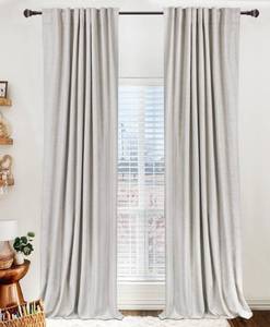 lot 5838 image: Linen Textured Total Blackout Curtains for Bedroom 72 Inches Long, Beige