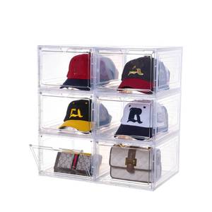 lot 5847 image: Attelite Hat Organizer for Baseball Caps,set of 6, Transparent Storage Box Hat Holder With Clear Magnetic Door, Stackable Rack, Easy to Assemble Stylish Display(13.5 x 10.6 x 7.5 )