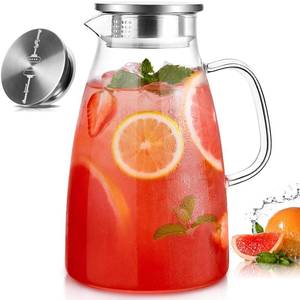 lot 5850 image: 1 Gallon 128oz Glass Pitcher with Lid, Borosilicate with Extra Wide Mouth