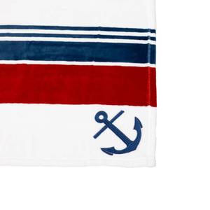 lot 5863 image: Pavilion Gift Company - 50 x 60 Striped Red White Blue Embroidered Anchor Throw Royal Plush Soft Blanket Lake Beach Boat Lover Gift Sailboat Beachhouse Lakehouse Cottage 4th Of July Nautical Present