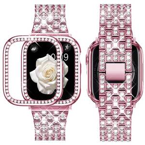 lot 6215 image: SUPOIX Bling Bands for Apple Watch Women with 2 Pack 38mm Case-Rose Pink