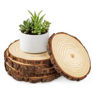 lot 6224 image: Large Unfinished Natural Wood Slices - 6 Pcs Natural Round Discs Rustic Wood Slices 7.1-7.9 Inch Wooden Tree Bark Discs for DIY Crafts Centerpieces Table Base Decoration Wedding Ornaments Coasters