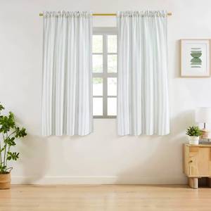 lot 6230 image: ZJDECOR 63 Inch Green Stripe Semi Sheer Curtains for Bedroom Living Room