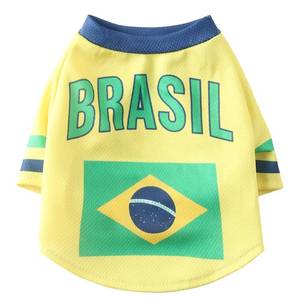 lot 6231 image: DroolingDog Pet Dog Jersey, Summer Cooling Mesh Fabric, Soccer Sportswear, Lightweight Football Casual Clothes for Small Dogs, Yellow, Large