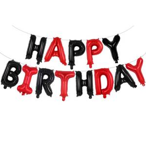 lot 6242 image: TOTAFAM Happy Birthday Balloons Banner, Foil Balloon Personalized Name Letters Balloons Sign Birthday Party Decorations for Women Men Boys Girls Black Red