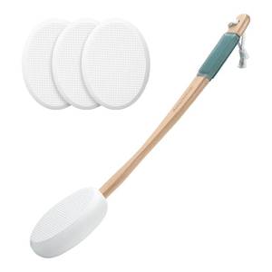 lot 6250 image: AmazerBath Lotion Applicator for Back, Feet, 4 Replacement Pads with 17 Curved Handle, Back Sunscreen Applicator for Kids, Elderly, Women, Apply Skin Cream Medicine Moisturizer Tanner, White