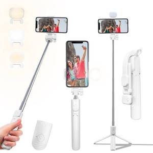 lot 6265 image: Selfie Stick Tripod, 40 in Retractable Tripod for iPhone with Wireless Remote Control & Light, Portable Phone tripods for Photograph, Live Streaming, Video Recording, Compatible with All Cellphones