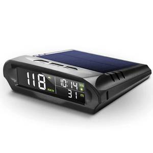 lot 6268 image: Mulcort Car Wireless Headup Display Solar GPS Digital Speedometer with LCD Screen Overspeed Alarm KMHMPH TimeAltitudeTemperatureSpeed Display