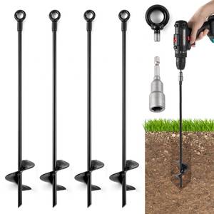 lot 7681 image: 2pcs 18 Ground Anchors Screw in Tent Stakes - Heavy Duty Earth Anchors