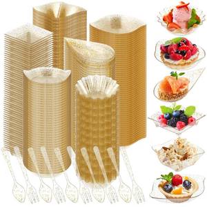 lot 7687 image: Tessco for you 1800 Pcs Mini Appetizer Plates Set Disposable, Gold