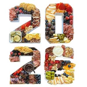 lot 7694 image: 2026 Plastic Fillable Charcuterie Number Letter Shaped Serving Tray, Waterproof Food Dish Plate, 10 inch, New Year Graduation Party Treat (2026)