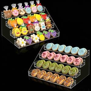 lot 7695 image: YIXWZAS 2 Pack 4 Tier Clear Acrylic Display Riser Shelf