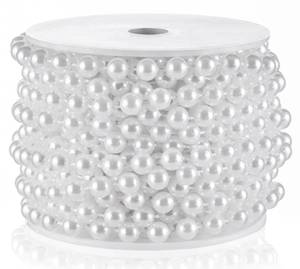 lot 8149 image: Craft String Pearls 8MM Pearl Bead, 33 Feet White Faux Pearl Garland Spool Roll Strand Wedding Party Decoration, Christmas Tree Decorations