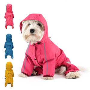 lot 8157 image: Mabawa Dog Raincoat, Waterproof Dog Rain Jacket with Hood, Rain Coat with Leash Hole, Reflective Strap for Small Medium Dogs, Outdoor AdventuresWalking Lightweight Puppy��Pink,S��