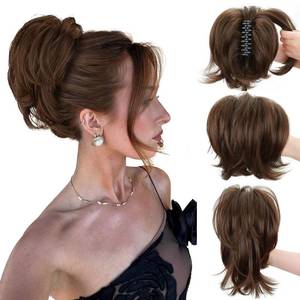 lot 8161 image: Sotpmal Claw Clip Short Ponytail Extension for Women, Brown