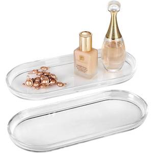 lot 8162 image: SheeChung Acrylic Vanity Tray, 2 Pack, Clear, 9.65 in x 4.5 in x 0.79 in, Catchall Tray, Countertop Sink Tray Dispenser, Sturdy Holder for Cabinet, Shelf, Cupboard, or Closet Organization