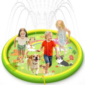 lot 8164 image: Peradix Splash Pads for Toddlers, 67 Inflatable Kiddie Sprinkler Mat, Outdoor Toys for Kids, Summer Water Pad for Backyard Garden Lawn, Wading Pool for Child 3 Age