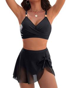 lot 8166 image: Blooming Jelly Womens 2 Piece Swimsuit High Waisted Bikini Sets M Black