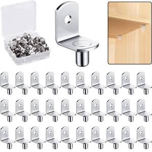 lot 8167 image: 5mm Shelf Support Peg��Support Cabinet Shelf Pins��Shelf Bracket Pegs with Hole��L-Shaped Nickel Plated Furniture Replacement Peg for Bookcase Kitchen Closet Shelf Shelves Furniture Cabinet