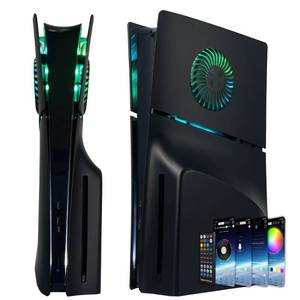 lot 8457 image: Faceplate for PS5 Slim Disc Edition with RGB Light Strip and Dust Filter with Cooling Vents DOBEWINGDELOU 400 Effects LED Light Ring Console Face Plate Cover DIY Decoration Kit Accessories Black