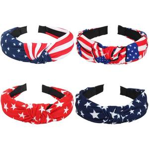 lot 8460 image: A 2pk Budsmile American Flag Headbands for Women Girls Independence Day 4th of July Headbands Red White and Blue Patriotic USA Bow Knotted Wide Headband Yoga Hair Hoops Hair Accessories