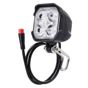 lot 8464 image: 2 Pin Male Connector Electric Bicycle Headlight, 4Pcs LED 400 Lumens, 24V 36V 48V Compatible, Ebike Front Light for Night Riding