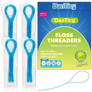 lot 8470 image: Floss Threaders, Deep Clean Dental Floss Threader for Braces, Bridges, and Implants 200PCS(4Pack),Blue