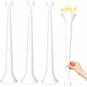 lot 8474 image: GCQJOQ 4 Pcs Collapsible Stadium Horn for Adult, 21 Inch Vuvuzela Plastic Trumpet, for Sporting Events Football Carnival Party, White