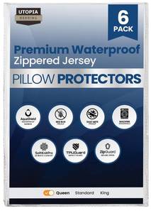 lot 8481 image: Set of 6 Pillow Protectors with Zipper Queen Size, Pillow Covers