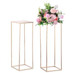 lot 11429 image: NUPTIO Gold Vases Wedding Centerpieces, Geometric Stand, 31.5 Tall, 2 Pcs