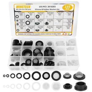 lot 12196 image: 155 PCS Rubber & Silicone Hose Washers Kit, 20 Sizes with Screen Filter