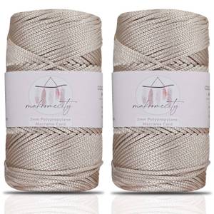 lot 12206 image: Makromecity, 2 Skeins of Polyester Macrame Cord 2mm x 250 Yards (750 feet) 2mm Polypropylene Macrame Cord for Macrame Art & Crafts for Wall Hangings, Bags, Underplate, Rug (29 Colors Available)