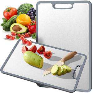 lot 12208 image: Titanium Cutting Board Double-sided non-slip silicone edging Pure Titanium Cutting Boards for Kitchen - Double-Sided Food-Grade Chopping Board Non-Stick Durable and easy to clean (Small)